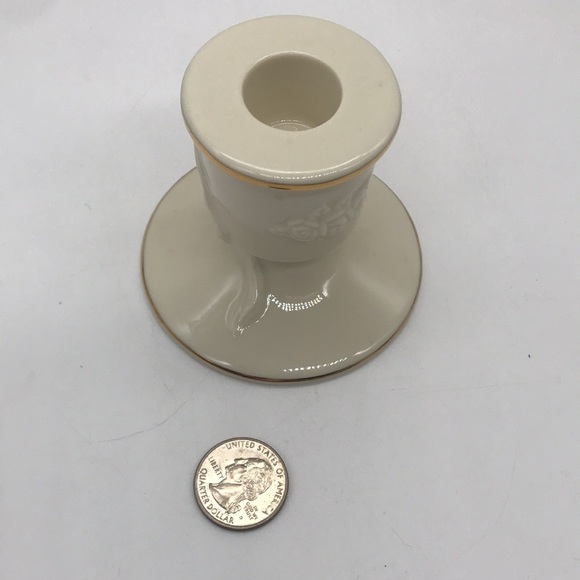 Vintage Lenox Candle Holder with Gold Rim/Embossed Roses - Picture 2 of 6